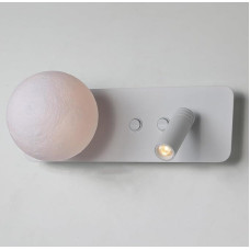 Alpinaluz Weiße Wandleuchte mit 3D-Kugel, Mondstil und LED-Leselampe, 3 W, 2800 K, Doppelschalter, G9-Sockel, modernes Design aus Metall, für Schlafzimmer und Kopfteil