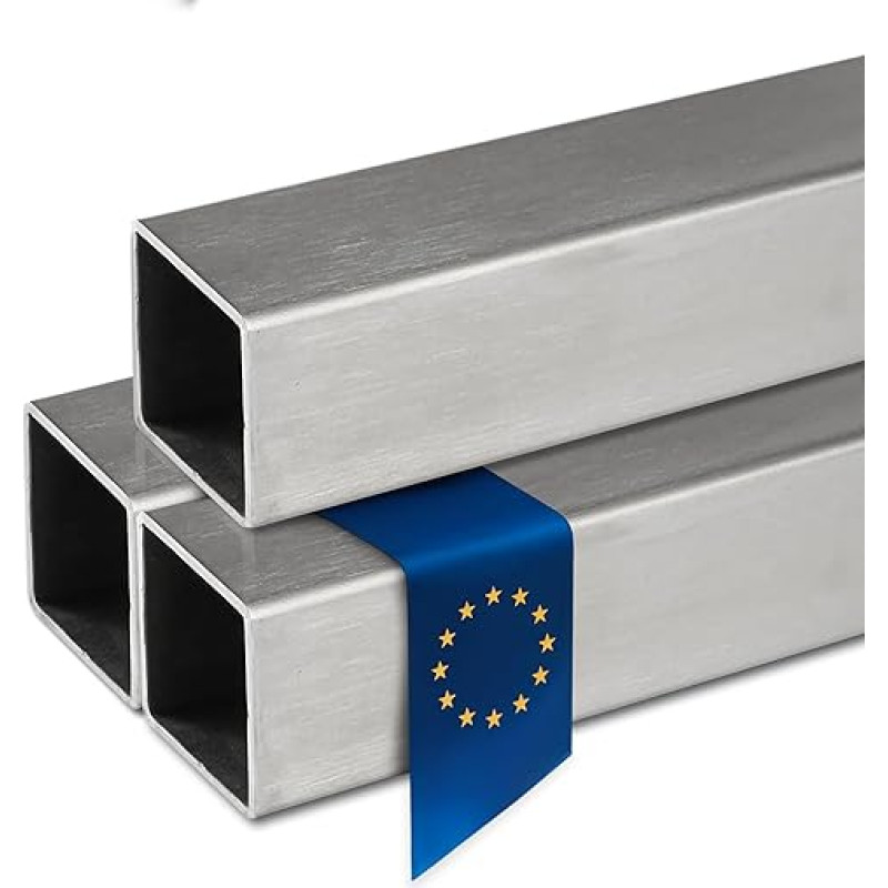 Stahl-Shop24 - Nerūdijančio plieno kvadratinis vamzdis V2A Tuščiaviduris suvirintas profilis Poliruotas statybinis vamzdis Kvadratinis vamzdis konstrukcijoms Medžiaga 1.4301, ilgis: 1000 mm, matmenys: Dydis: 60 x 60 x 3 mm