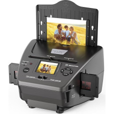 2,4 colių LCD ekranas Filmų nuotraukų skeneris konvertuoja 135 filmų 35 mm / 135 negatyvų filmus, nuotraukas, vizitines korteles į 22 MP skaitmeninius vaizdus, 4 GB SD kortelė