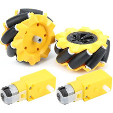 Oumefar Mecanum Wheel Smart Robot Auto Parts Component for TT Gear Motor Yellow Black Rubber 80 mm