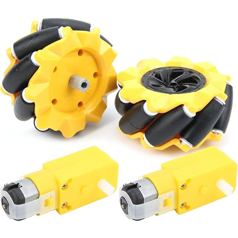 Oumefar Mecanum Wheel Smart Robot Auto Parts Component for TT Gear Motor Yellow Black Rubber 80 mm