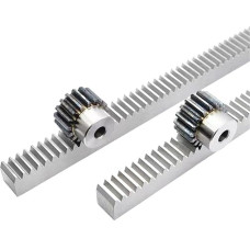 Plieninių krumpliaračių ir krumpliaračių rinkinys, 1mod 15 x 15 x 500 mm krumpliaračių + 45T krumpliaračių su įvairiomis skylėmis (12 mm skylė 45T krumpliaračiui)