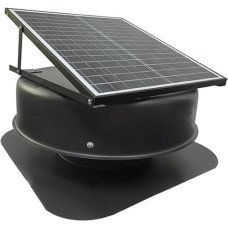 Saulės baterijų ventiliatorius, 35,6 cm, 1750 CFM, Hybrid-Ready-Smart-Thermostat, Saulės baterijų ventiliatorius, efektyvus ventiliavimas sausakimšoms patalpoms iki 2500 m²