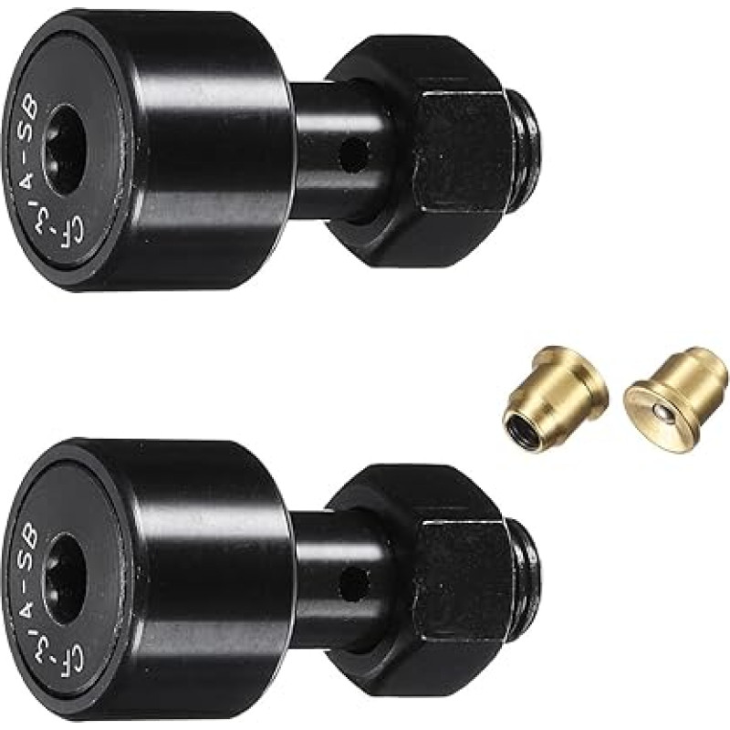 2 Stück CF-3/4-SB CR12 Nockenfolgerschienenlager, Chromstahl-Rollenbolzenlager, 1,9 cm Rollendurchmesser, 3/8-24 UNF-Bolzentyp, für Werkzeugmaschinenführung