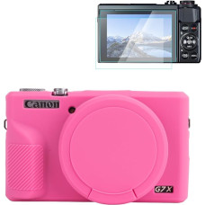 Rieibi Silicone Case for Canon G7X Mark III Case, G7X Mark III Accessories with 2 Pieces Screen Protector, Removable Lens Protector for Canon G7X Mark III Digital Camera