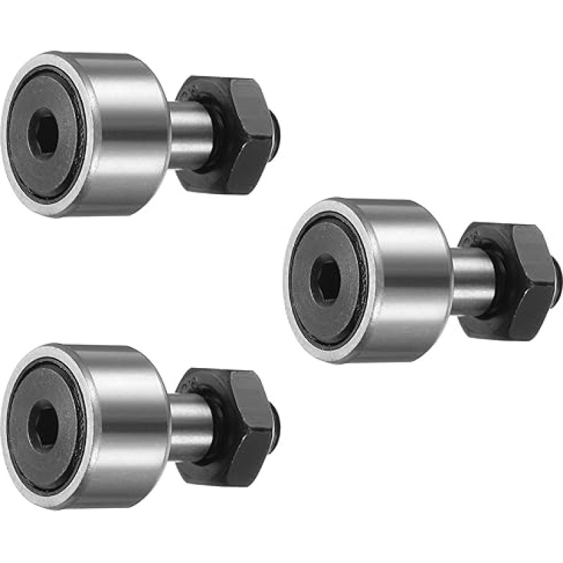 3 Stück Nockenfolgerschienenlager CF8/KR19 PPX Chromstahl Nadelrollenbolzenlager, 19 mm Rollendurchmesser, M8 Bolzentyp für Werkzeugmaschinenführungsschiene, Sechskant-Innensechskant