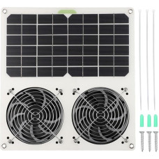 Außen-Solarpanel-Abluftventilator für Dachdach-Dachbodenbelüftung, 40 W, Doppelventilator mit 280 x 280 x 30 mm PET-Material, kompatibel mit Wohnmobilen, Werkstätten, Hühnerställen, Kuhställen