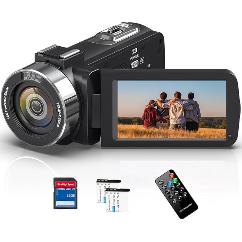 Vaizdo kamera 4K vaizdo kamera 48MP su IR naktinio matymo funkcija, 18X skaitmeninis priartinimas 30FPS vaizdo kamera, 3,0 colių LCD jutiklinis ekranas, interneto kamera, skirta 