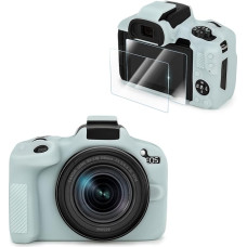 VOVMOEYA Compatible with CANON EOS R50 Camera Case Accessories kit[with 2 LCD tempered films],EOS R50 Silicone Protective Camera case enhanced grip sensation lightweight 9H 0.25mm-light green