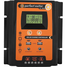 12V/24V 30A50A MPPT saulės energijos įkrovimo valdiklis Saulės kolektorių baterijų valdiklis Dvigubas USB LCD ekranas (50A)
