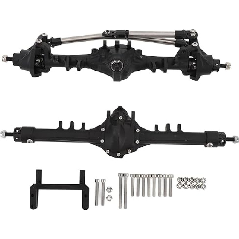 für RC-Crawler-Upgrade-Teile, gerade Vorder- und Hinterachse aus Aluminiumlegierung, für SCX10 II, für Currie RockJock, Maßstab 1:10, schwarz, hochfest, präzise
