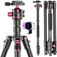 CAMBOFOTO 188cm Camera Tripod Ball Head Aluminum Compatible with Canon, Nikon, DSLR/SLR Tripod and Monopod with Carry Case, (Weight 1.4kg, 6kg Load Capacity)
