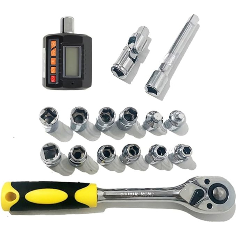 Skaitmeninis Drehmomentmessgerät rinkinys Drehmomentprüfer Drehmomentadapter Zündkerzenschlüssel Werkzeuge Automobil-Fahrrad-Reparaturwerkzeuge(3-30Nm rinkiniai)