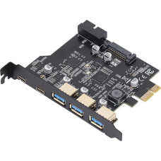 Išplėtimo kortelė PCIe to USB 3.2 Gen 1 5Gbps PCI-e Adapter 5 Ports (3 Type C + 2 Type A), PCIe Card to USB C Internal Type-C PCI E Card for Wins/Linux/OS X PC