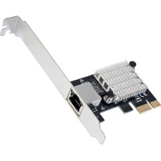 IO CREST 2.5 Gigabit Ethernet PCI Express PCI-E tinklo kortelė 10/100/1000/25000 Mbps RJ45 LAN Intel I225 Chipset Black (SY-PEX24076)
