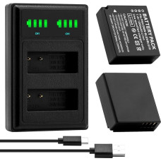 DMW-BLE9 DMW-BLG10 baterija + LED USB dvigubas įkroviklis su C tipo prievadu, skirtas Panasonic DMW-BLG10E Lumix DC TZ202 GX9 DC-LX100 II TZ101 TZ91 TZ81 GF6 GX7 GX80 LX100, 2 vnt.