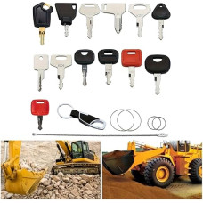 13 Piece Ignition Key Set for Construction Machinery, Tractors, Wheel Loaders and Excavators Compatible with Caterpillar Volvo Kubota