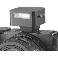 ZT08 N mini TTL pritvirtinama blykstė Nikon fotoaparatams (i-TTL), 28 mm platus kampas, USB-C įkrovimas, 47 g, retro dizainas su OLED ekranu, 740 pilnų blyksnių, greitas atkūrimo laikas (juoda)