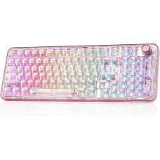 YUNZII X98 QMK/VIA belaidė mechaninė žaidimų klaviatūra, trijų režimų BT5.0/USB-C/2,4 GHz karšto keitimo klaviatūra, iš anksto sutepti jungikliai, RGB apšvietimas (rožinė, sniego jungiklis)