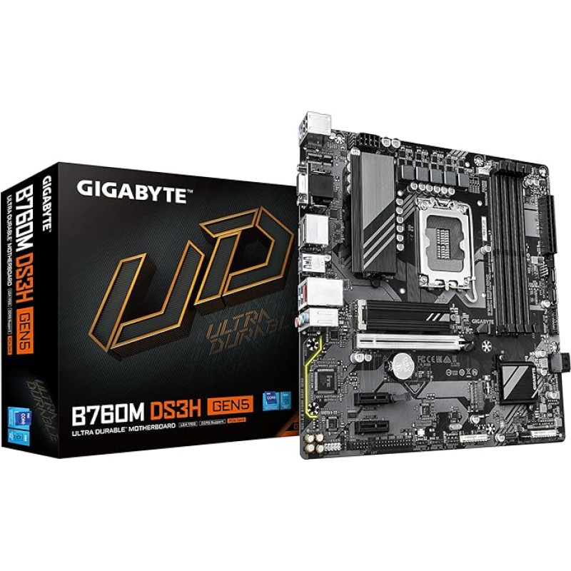 GIGABYTE B760M DS3H GEN5 pagrindinė plokštė - palaiko 14 kartos 