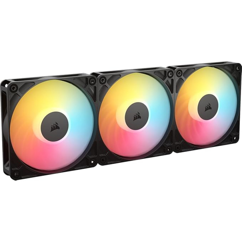 CORSAIR RS120-R ARGB 120 mm PWM reversinis ventiliatorius - reversinis rotorius, +5 V ARGB jungtys, 8 RGB šviesos diodai, didelis statinis slėgis, 
