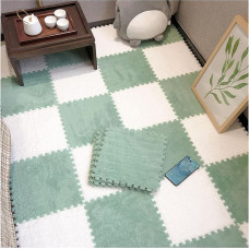 50 ineinandergreifende quadratische Schaumstoff-Fußmatten, Plüsch-Schaumstoff-Fußmatten, 30,5 x 30,5 cm, Teppich-Puzzle-Matten für den Boden, rutschfest, schneidbar für Heimwerker (Größe: 30 x 30 x 1