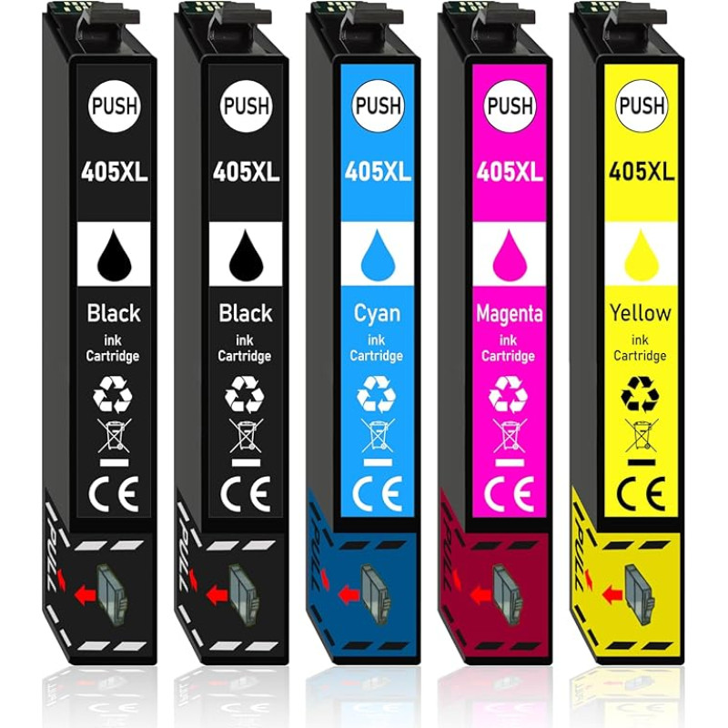 5 komplektų rinkinys, suderinamas su Epson Nr. 405XL Workforce WF-7310 WF-7830 WF-7835 WF-7840 WF-7835 Workforce Pro WF-3820 WF-3825 WF-4820 WF-4825 WF-4825 WF-4825 WF-4830