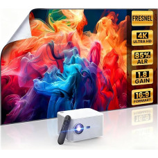 [Fresnelio 85 % ALR ekranas ir srautinio perdavimo išmanusis projektorius] Lauko dienos šviesos ekranas 1,8 dB stiprinimas 100 % sRGB palaikymas 8K/4K 75 colių namų projektorius Automatinis fokusavimas Dolby Audio 