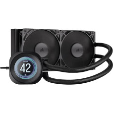 CORSAIR Nautilus 240 RS LCD Liquid CPU Cooler - 2.1 Inch IPS LCD Screen, 240 mm AIO, Easy Daisy Chain Connections, Intel LGA 1851/1700, AMD AM5/AM4 - Includes 2 x RS120 Fans - Black