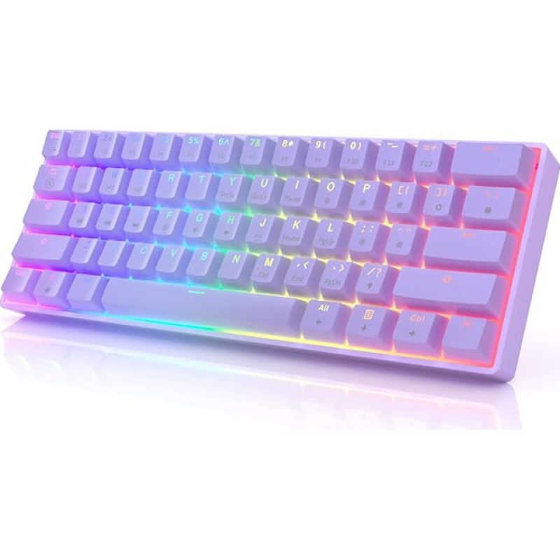 GK61 mechaninė žaidimų klaviatūra - 61 klavišas su RGB apšvietimu ir LED apšvietimu PC / Mac žaidėjams