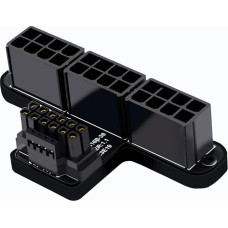 600W 12VHPWR 16 kontaktų į 3X 8 kontaktų PCIe 5.0 adapteris, 90 laipsnių aliuminio adapteris vaizdo plokštėms - maitinimo šaltinis PCIe Gen5 GPU (B-tipas/juodas)