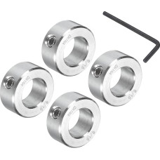 QUARKZMAN Set of 4 Screw Shaft Collars 9/16 Inch Bore, 304 Stainless Steel Screw Shaft Collar, 1-1/8 Inch Outer Diameter, 1/2 Inch Thickness, Axle Collar Clamp with a Hex Key