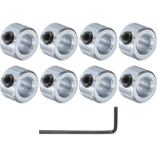 QUARKZMAN 8-Piece Set Screw Shaft Collars 1/4 Inch Bore Galvanised Steel Shaft Collar 1/2 Inch Outer Diameter, 5/16 Inch Wide Axle Collar Clamp with Hex Key