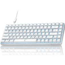 TMKB T84SE žaidimų klaviatūra, QWERTY JAV išdėstymo, 84 klavišų mechaninė klaviatūra su mėlynu šviesos diodu, N-Key Rollover Blue Switch klaviatūra, skirta PC Windows/Mac OS, balta