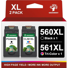 GREENSKY 560 561 Patronen XL PG-560XL CL-561XL Multipack Ersatz für Canon Druckerpatronen 560 560 PG 560 XL schwarz und CL 561 XL für Canon Pixma TS5350 TS5351 TS5352 TS5353 TS7451 TS7450 Drucker