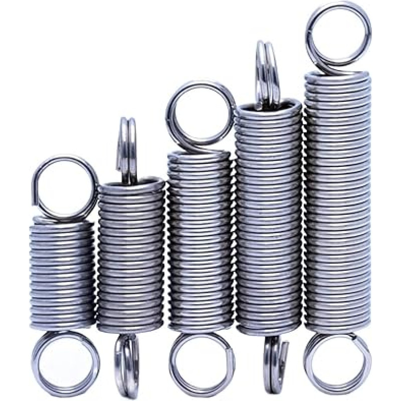 Zugfeder, Zugfederhaken aus Edelstahl 304, Drahtdurchmesser 1,2 mm, Außendurchmesser 8-12, Länge 25-260, 52 pakuotės (140 mm (2 vnt.), 12 mm-1,2 mm)