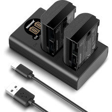 NEEWER atsarginių baterijų ir įkroviklio rinkinys, skirtas LP-E6P/LP-E6NH/LP-E6N/LP-E6N/LP-E6, 2 pakuotės 2200 mAh baterijų ir vertikalus USB dvigubas įkroviklis, suderinamas su 