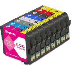 Remanufactured T324 Ink Cartridge Replacement for EPS T3240 T3241 T3242 T3243 T3244 T3247 T3248 T3249 for EPS SC-P400 Printer (Pack of 8)