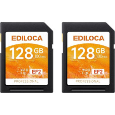 EF2 UHS-I Memory Card 128GB 2-Pack Read 100MB/s, Write 90MB/s, C10, U1, V10, Full HD and 4K Video, SD Card for Professional Photographers