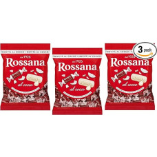 3 x Rossana al Cocco Caramelle Candies Hard Sweets with Creamy Filling Based on Milk and Coconut 150 g Bag + Italian Gourmet Polpa di Pomodoro 400 g Tin