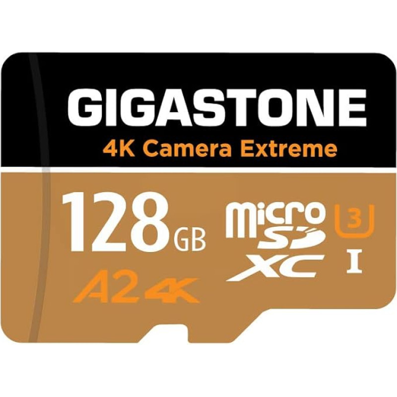 GIGASTONE 128GB Micro SD kortelė, 4K Camera Extreme, MicroSDXC atminties kortelė, skirta 