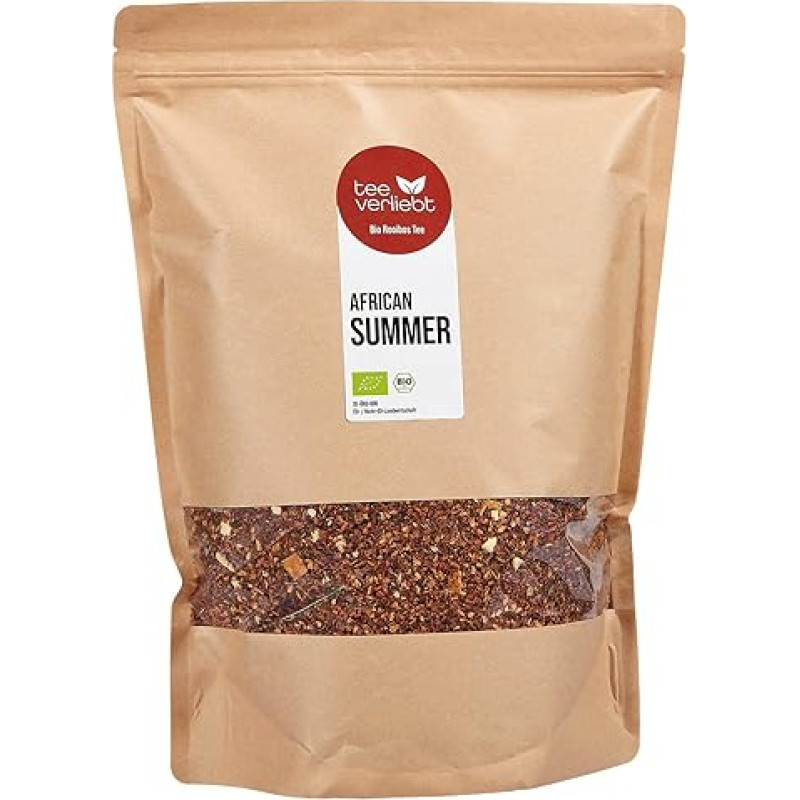 teeverliebt - Organic Rooibos Tea African Summer 1000 g I Loose Organic Redbush Tea I Exotic Taste of Orange & Mango I From Controlled Organic Cultivation I 1 kg