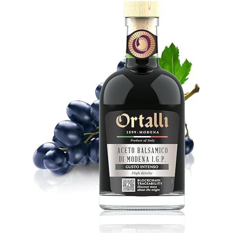 Ortalli - Aceto Balsamic di Modena Clelia | Didelio tankio, saldus ir aštrus | Puikiai tinka žuviai, mėsai, salotoms, rizotui, sūriui, kiaušiniams ir ledams | Be dažiklių / Karamelė / 250 ml buteliukas