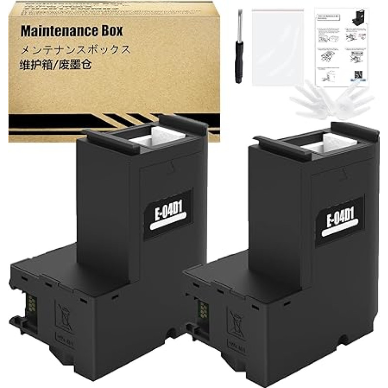 LCL suderinama 04D1 T04D1 C13T04D100 rašalo priežiūros dėžutė (2PK), suderinama su Epson ET-4750 ET-3750 ET-3700 ET-M3180 ET-M3170 ET-M3140 ET-M2170 ET-M2140 ET-M111 80 ET-M1170 ET-M1140