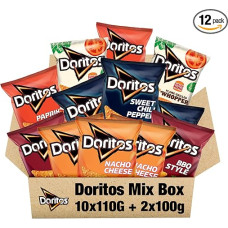 Doritos Chips Mix 12 x 110 g - Nacho Cheese, Sweet Chili Pepper, Paprika, BBQ, Burger King - Crispy Corn Snacks in Mix Pack