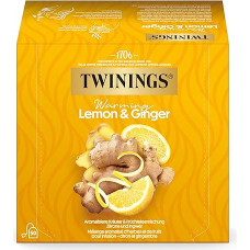 Twinings Herbal Tea with Lemon & Ginger Warming Lemon Ginger - Refreshing Tea in Bag with Sparkling Lemon & Spicy Ginger, Natural & Invigorating (50 Tea Bags, 75 g)