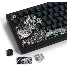 Catekro 5 PBT Keycaps Set with Wave Pattern, Double Shot Keycaps, Cherry Profile, Ideal for All Mechanical Keyboards, Perfect for Gaming and RGB Lighting