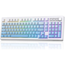FREEWOLF K100 Membraninė RGB belaidė žaidimų klaviatūra su skaičių klaviatūra, 