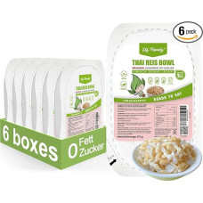 Elf-Family Konjak Rice Thai Brown Shirataki Bowl - [Diet Box for 1 Week] - Instant Jasmine Rice - Ready Meals for Microwave - Natural Superfoods Micronutrients - Vegan/Low Carb/Fat-Free - Box of 6