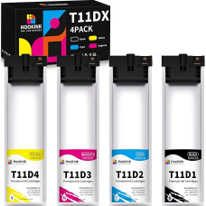 Pack of 4 T11D-T11D4 Printer Cartridges Compatible with Epson T11D1 T11D2 T11D3 T11D4 Cartridges Replacement for Epson Workforce Pro WF-C5390DW BAM WF-C5890DWF BAM WF-C5390DN